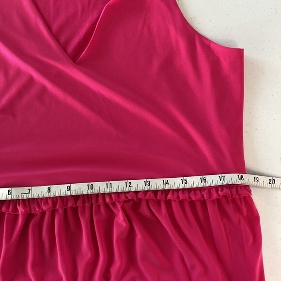 Tommy Hilfiger V-Neck Tiered Ruffle Sleeveless Shift Dress Flowy Barbiecore - Picture 15 of 16